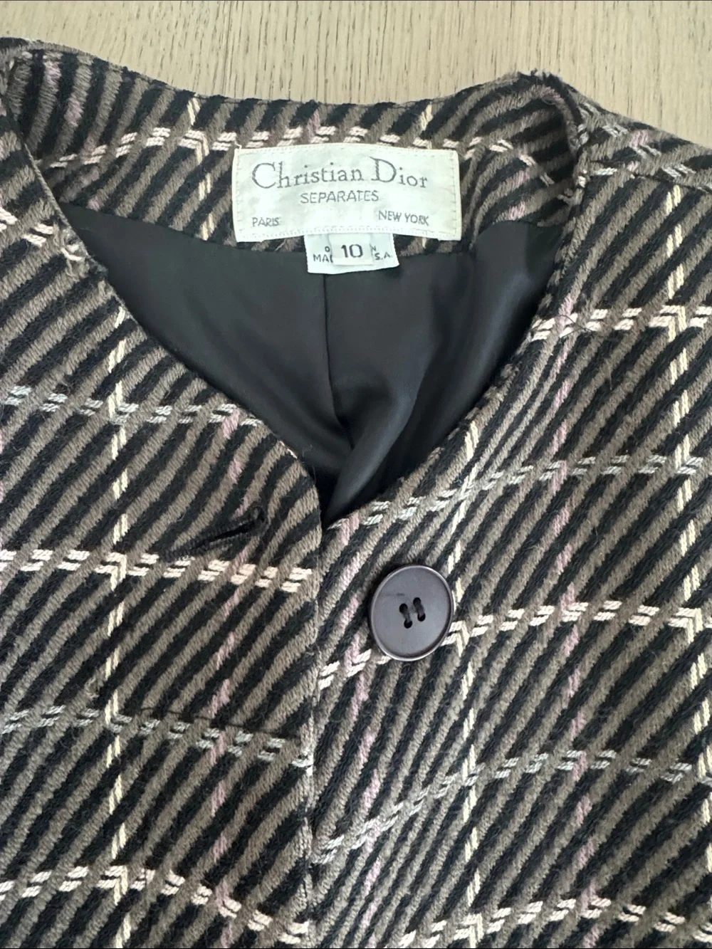 Dior Black Tweed Striped Button Jacket